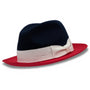 Chicify Collection: Montique Navy Color 2 1/4 Inch Wide Red Brim Wool Felt Hat