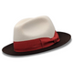 White Wool Felt Fedora Hat with Brown Brim by Montique
