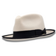 White Wide Brim Wool Felt Hat with Black Band by Montique