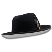 Groovify Collection: Montique Black 2 3/4" Brim White Bottom Wool Felt Dress Hat