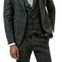 Hunter Plaid Three Piece Long Slim Fit Fashion Suit-EJ Samuel M2752