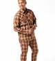Tan Plaid 2 Piece Button Up Long Sleeve Set