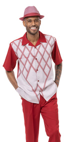 Cranberry Criss Cross Print Walking Suit 2 Piece Short