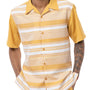 Montique Gold Horizontal Stripe Pattern Walking Suit 2 Piece Short Sleeve Set 2209