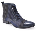 Montique Men's Plaid Navy Lace Up Boots S-1822 - Suits & More