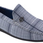 Men's Navy Plaid Fashion Loafer Shoes With Montique Pin S1901
