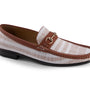 Men's Fashion Loafers Slip-On Shoes in Striped Tan Pattern - S2037