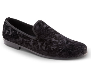 Montique OG Men's Fashion Loafers Slip-On Shoes Paisley Design in Black - FINAL SALE