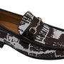 Montique Brown Splash Design Slip On Buckle Fashion Loafer Shoes S1743