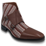 Montique Cognac Striped Double Monk Strap Fashion Boots Shoes S2112