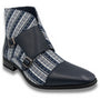 Montique Navy Striped Double Monk Strap Fashion Boots Shoes S2112