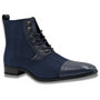 Montique Navy Lace Up Fashion Boots Shoes S2290