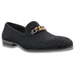 Montique Black Velvet Diamond Loafer Fashion Shoes S480