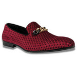 Montique Burgundy Velvet Diamond Loafer Fashion Shoes S480