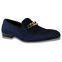 Montique Navy Velvet Diamond Loafer Fashion Shoes S480