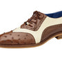 Ostrich Quill and Italian Leather Wing Tip Shoes for Men in Brown/Cream-Sesto!