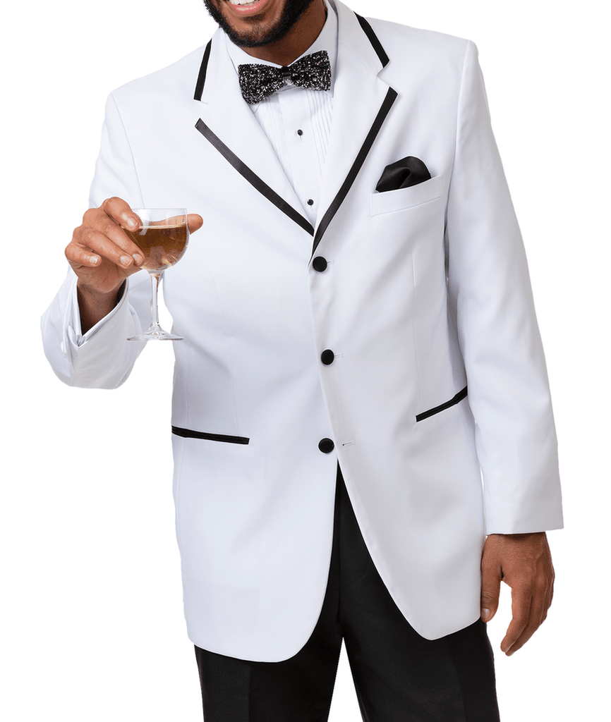 White Three Button Classic Long Fit Tuxedo TUX108 - Suits & More